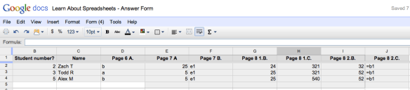 Spreadsheet generated by the Google Form Spreadsheet generated by the Google Form