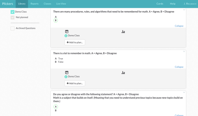 Plickers Math Question First Day with Make It Stick, Jo Boaler, and Plickers | I Speak Math